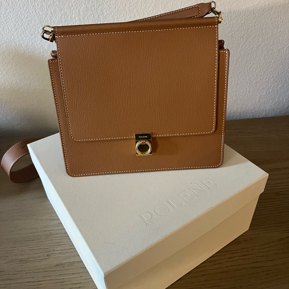 Polène Tan Leather Crossbody Bag